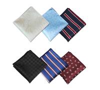 6PCS Men's Handkerchiefs, Pocket Squares Sets, Soft Gents Hankies Set, Soft Polyester Pocket Hanks Men's Stripe Checkered Pattern Handkerchiefs Pocket Square Hankies For Wedding Gift Party Meeting,
