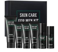 6PCS Men's Skin Care Sets & Kits - Mens Face Cream, SPF 20 Sunscreen, Face Wash & Scrub, Eye Cream, Anti Wrinkle Serum, Mens Moisturiser for Day & Night, Gift Set for Men on Father's Day, Christmas