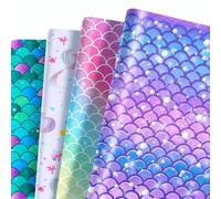 6Pcs Mermaid Wrapping Paper, Stitch Wrapping Paper, Mermaids Gift Wrapping, Girls Birthday Wrapping Decor for Girls Birthday Under the Sea Themed Party Supplies Decorations 27x20in