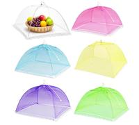 6PCS Mesh Food Covers, 17 Inch Pop Up Food Umbrella Covers, Fruit Cake Net Domes for Outdoors, Screen Tents, Parties Picnics, BBQs, Reusable and Collapsible (Rainbow)