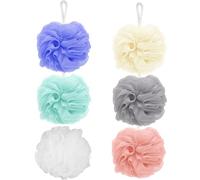 6Pcs Mesh Pouf Bath Sponge Set, Exfoliating Shower Scrunchie, Showers Puff for Body Wash & Skin Care, Bathroom Essentials for Daily Shower, Spa, and Gift (Multiple Colours )