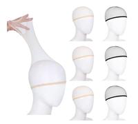 6Pcs Mesh Wig Cap, Elastic Open End Hair Net for Wigs Invisible Wig Caps to Hold Wigs in Place Reusable Liner Weaving Caps for Women Men Long and Short Hair (Black and nude)