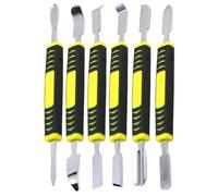 6Pcs Metal Crowbar, Dual-Ends Mini Pry Bar Set, Spudger and Pry Tool Kit, Professional Repair Tool Kit for Phone, Laptops, Tablet, Mobile Phone (Black Yellow)