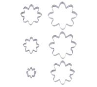 6pcs Metal Daisy Floral Cookie Cutters Set, Stainless Steel Five Petal Flower Shaped Summer Biscuit Shaper Molds Stamp Tool for Baking Fondant Sandwich Making Cake(Style A)
