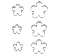 6pcs Metal Daisy Floral Cookie Cutters Set, Stainless Steel Five Petal Flower Shaped Summer Biscuit Shaper Molds Stamp Tool for Baking Fondant Sandwich Making Cake(Style B)
