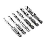 6Pcs Metal Drill Bits For Hard Steel, Drill And Tap Set M3 M4 M5 M6 M8 M10 Metric Thread 1/4 hex Shank Screw Bits Tapping Threading for Drilling Tool Wood, Metal