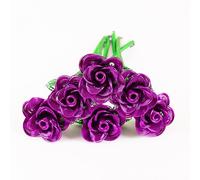 6Pcs Metal Forever Rose Bouquet,Handcrafted Eternal Flowers Outdoor Garden Cemetery Memorial,Birthday Valentine Women Mother Wife,Artificial Centerpieces Patio Kitchen Table Décor