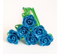 6Pcs Metal Forever Rose Bouquet,Handcrafted Eternal Flowers Outdoor Garden Cemetery Memorial,Birthday Valentine Women Mother Wife,Artificial Centerpieces Patio Kitchen Table Décor