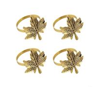 6pcs Metal Napkin Rings with Retro Thanksgiving Leaves Design for Fall Table Decor and Party Celebration (B)