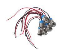 6pcs Metal Push Button Switch Waterproof Self Locking Reset, with Wire