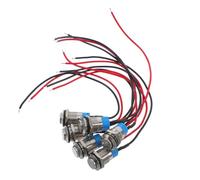 6pcs Metal Push Button Switch with Wire, Waterproof Self Reset