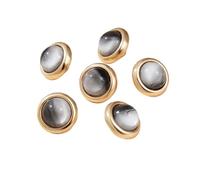 6Pcs Metal Round Buttons 11mm (Black, 11 mm 6Pcs)