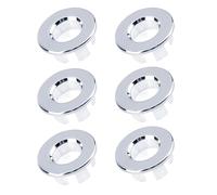 6Pcs Metal Sink Overflow Caps Brass Basin Trim Rings Sink Overflow Cover for Bathroom and Kitchen Sinks Silver (22-24mm)