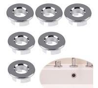6PCS Metal Sink Overflow Caps Sink Overflow Ring Round Overflow Sink Hole Cover Brass Basin Trim Rings Replacement Bath Drain Hole Cover Ring for Sink Bathroom Tap Hole Kitchen Silver (22-26mm)