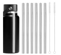 6pcs Metal Straw Replacement for HydroFlask Water Bottle 32oz, Stainless Steel Cup Reusable Straws with Brushes Parts Accessories Supplies Compatible with Hydro Flask Wide Mouth Bottle(Silver)