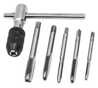 6pcs Metric Taps, Including, Drill Bits, and T-Handle Wrench Set, Suitable for M3-M8 Machine Screw Threading Tools, Twist