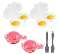 6PCS Microwave Egg Poacher Double Cup, Poached Egg Maker with Lid, Egg Poacher for Breakfast, Poached Egg Maker Microwave Safe, Egg Poachers Cups Tool for Home
