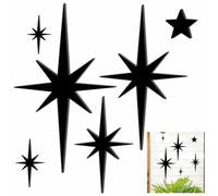 6Pcs Mid Century Wall Decor Cast Iron Starburst Walls Art Retro Atomic Star Wall Decoration Black Metal Art Signs Hanging Sculptures Modern Walls Decor for Living Room Bedroom Fronts Door Home Accents