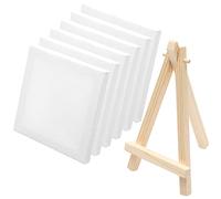 6PCS Mini Canvas with 1PCS Mini Easel, 10x10cm Small Canvases for Painting, Blank Canvas Boards for Acrylic Oil Painting and Decorating, Art Canvases for Artist to Paint