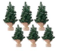 6pcs Mini Christmas Tree, 8in 12in Tabletop Christmas Tree Artificial Fake Small Xmas Pine Tree with Base Decorative Miniature Ornament for Winter Mantel Village Home Kitchen Dining Table Holiday