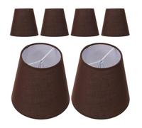 6pcs Mini Cloth Lamp Shade Clip on Coffee Fabric E14 Spider Fitter