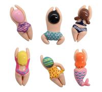 6pcs Mini Creative Swimming Figure Fridge Magnets, Fun Decorative Refrigerator Magnets with Strong Magnetic Backing, Whimsical 3D Tiny People Magnets for Whiteboard, Kitchen, Notice Board