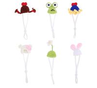 6pcs Mini Desk Goose Hats, Cute Knitted Hats for 7 Inch Porch Goose Statue Headwear with Adjustable Strap Outfits Accessories for Geese Magnetic Statue Key Holder