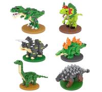 6PCS Mini Dinosaur Building Blocks Set, Micro Building Toys Bricks Kits for Children Kids Adults, Dinosaur Building Block Toys Sets for Boys 8-12, Birthday Gifts for 8 9 10 Year Old Boys Girls
