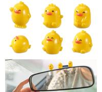 6pcs Mini Duck Car Ornaments, Tiny Cute Rearview Mirror & Dashboard Interior Miniature Various Funny Animal Small Resin Duck Bulk Decoration for Women Men Automotive Desktop Office Decor Figurines