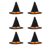 6pcs Mini Felt Witchy Hats, 2.56x2.36in Cute Tiny Wizard Hats Small Felt Wine Bottle Covers Topper Witchy Decoration for Crafts Halloween Party Favors Hair Headwear Costume Accessories (Black)