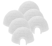6Pcs Mini Igloo Figurine Toys - Polar Animal Playset for Kids, Arctic Ice House Models for Dollhouse Winter Scenes, Cake Toppers, Micro Landscape Decor