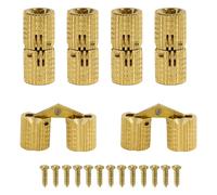 6pcs Mini Invisible Brass Barrel Hinges, 8mm/0.31in Copper Small Hidden Furniture Barrel Concealed Hinges with 13 Screws 180 Degree Opening Angle for Cabinet Jewelry Box DIY Wooden Door (Gold)