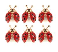6pcs Mini Ladybug Brooch Pins Red Alloy Lapel for Shirt
