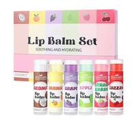 6PCS Mini Lip Balm Set - Fruit Flavoured Lip Balm Multipack - Moisturising Lip Balm Stick - Hydrating Lip Moisturiser for Dry Cracked Lips Repair- Lip Sleeping Mask for Lip Care