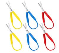 6Pcs Mini Loop Scissors, Squeeze Easy Grip Loop Scissor Self-Opening Handle, Toddler Scissors 13.5cm for Kids Children Craft DIY Safety Cutting(3Colours)