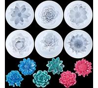 6pcs Mini Mirror Flower Resin Mold, PAGOW Silicone 3D Flower Crystal DIY Casting Molds, for Earring, Jewelry Pendants Making Tool（6 Different Size）