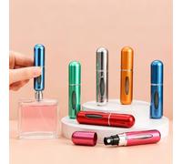 6PCS Mini Perfume Atomizer Refillable Bottle, 5ml Portable Travel Spray with Leak-Proof Fine Mist Pump for Travel, Outgoing, Silver Pink Purple Red Green Bule