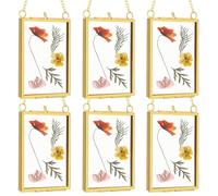 6Pcs Mini Picture Frames 2.5x3.5in Small Gold Frames with Chain Double Glass Hanging for Pressed Flowers, Artwork, Wall Decor (Vertical), Decorazione