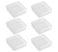 6Pcs Mini Plastic Clear Bead Storage Container Boxes with Lid Transparent Craft Box for Collecting Small Items Beads Jewelry Business Cards Stationery Accessories DIY Craft Finding (8.5*8.5*2.5cm)