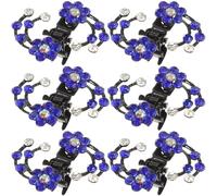 6pcs Mini Rhinestone Hair Claw Clips Plum Blossom Alloy Blue | Elegant and Women Accessory, Lightweight Daily Life and Celebrations Use, Comfortable Wear