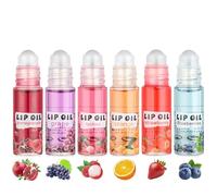 6Pcs Mini Roll On Lip Gloss, Fruit Flavored Lipgloss Set Party Favors, Hydrating & Moisturizing Lip Gloss Oil Makeup for Girls and Teens