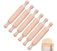 6PCS Mini Rolling Pin, 5.5inch Small Wooden Dough Rollers for Baking Clay, Arts and Crafts Double Handles Non-Stick Playdough Rolling Pins Kids for Kitchen Cookie Pizza Pastry Fondant