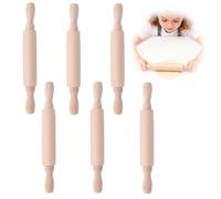 6Pcs Mini Rolling Pin - Small Wooden Rolling Pins with 2 Rollers Handle Non-Stick Playdough for Baking, Kids & Adult Bakers, Ideal for Dough, Pastry, Cookie Making in Home Kitchens Christmas Easter