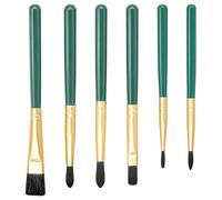 6Pcs Mini Watercolor Travel Brushes Paint Painting Set, Portable Art Supplies For Beginners, Round & Flat Nylon Bristles With Green Handle For Acrylic Gouache Oil Sketching