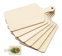 6Pcs Mini Wood Cutting Board Small Wooden Paddle Unfinished Chopping Board Wood Pieces Square Blank Wooden Cutout Tiles for DIY Crafts Painting Tiles Coasters Pyrography