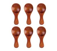 6pcs Mini Wood Spoons Set Wooden Teaspoons 3.2inch Brown Wooden Spoon for Tea Bath Salt Coffee Sugar Jam Mustard Seasoning