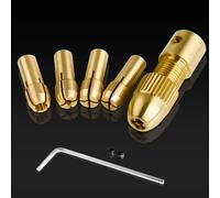 6Pcs Miniature Brass Self-Tightening Drill Chuck Set 0.5-3.0mm with Wrench for Rotary Tools