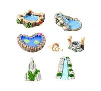 6pcs Miniature Garden Ornaments Resin Water Wells Bridges Fairy Decor | Made from for durable resin for outdoor use Includes cheerful colors and vivid sculpted texture Scaled for 1:12 or