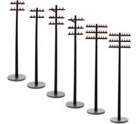 6pcs Miniature Telegraph Poles Abs Black for Micro Landscape DIY
