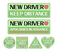 6Pcs Mint Green Irregular Car Decals, Beginner Magnet Supplies for Car Student Driver Sign, Lovely New Driver Sticker Supplies Suitable for Keeping a Safe Distance on the Road
